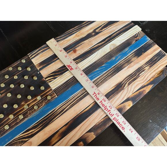 Thin Blue Line Flag - 24x12.5 - Wood - Picture 7 of 7